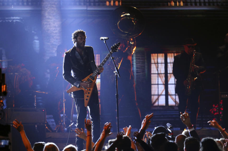 Gary Clark Jr. performs "This Land" at the 62nd annual Grammy Awards on Sunday, Jan. 26, 2020, in Los Angeles. (Photo by Matt Sayles/Invision/AP)