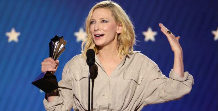 Cate Blanchett accepts the Best Actress award for &quot;Tar&quot; during the 28th annual Critics Choice Awards in Los Angeles, California,