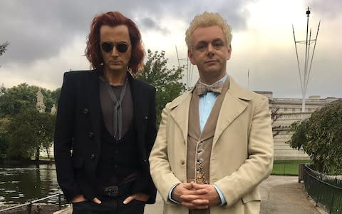 David Tennant (left) Michael Sheen in the forthcoming Good Omens - Credit: Neil Gaiman/Twitter