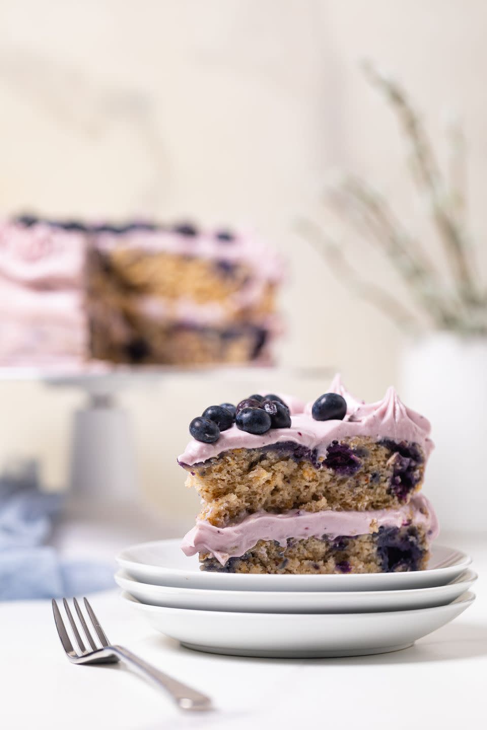 Blueberry Oatmeal Cake with Cream Cheese Frosting