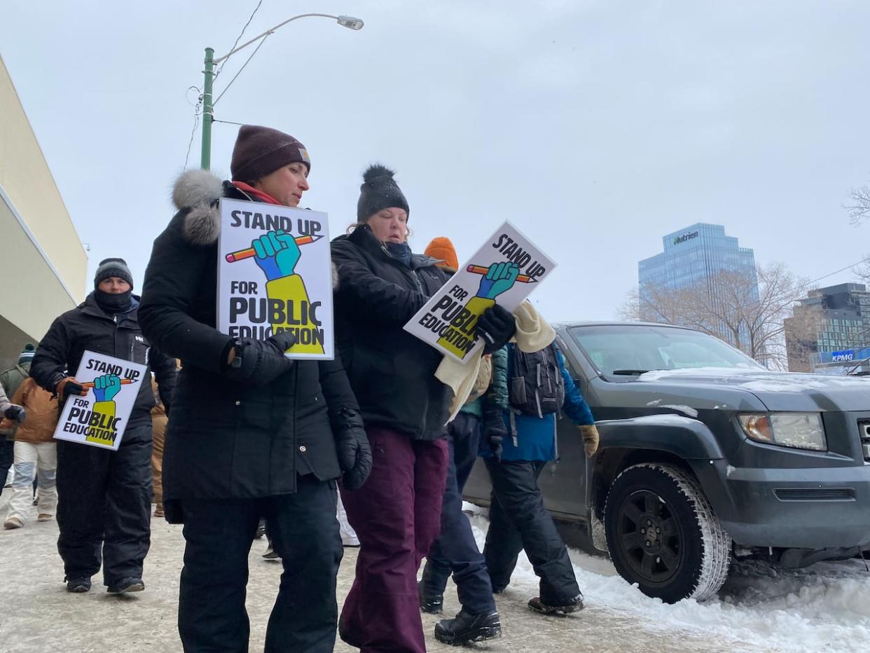 Teachers across Saskatchewan have walked off the job for one day twice this month in response to stalled negotiations with the provincial government. (Travis Reddaway/CBC - image credit)