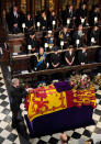<p>The Lord Chamberlain ceremonially breaks his wand of office on the coffin at the Committal Service for Queen Elizabeth II, held at St George's Chapel in Windsor Castle, Berkshire. Picture date: Monday September 19, 2022. Jonathan Brady/Pool via REUTERS</p> 