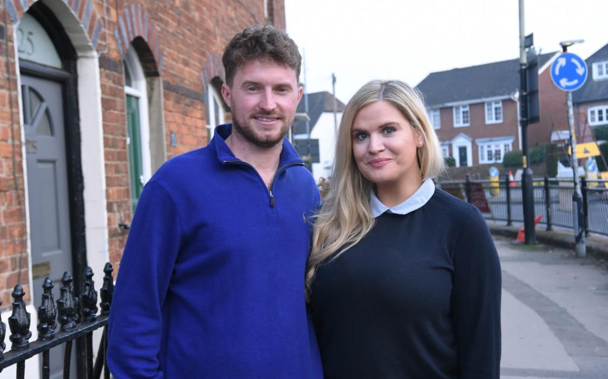 Michael Farrelly, 32, and Jade Sims, 31, say getting a 95pc mortgage means they can finally stop renting - JAY WILLIAMS