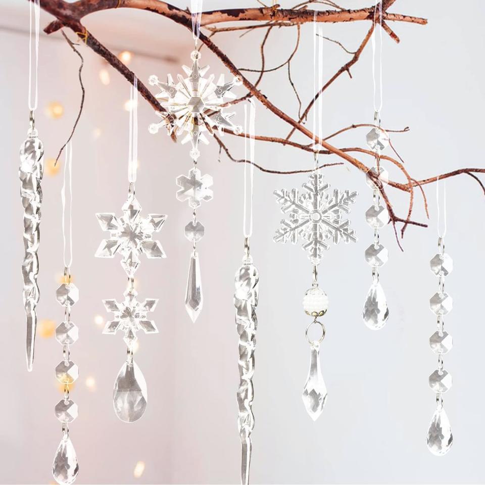 crystal drop snowflake-shaped ornaments