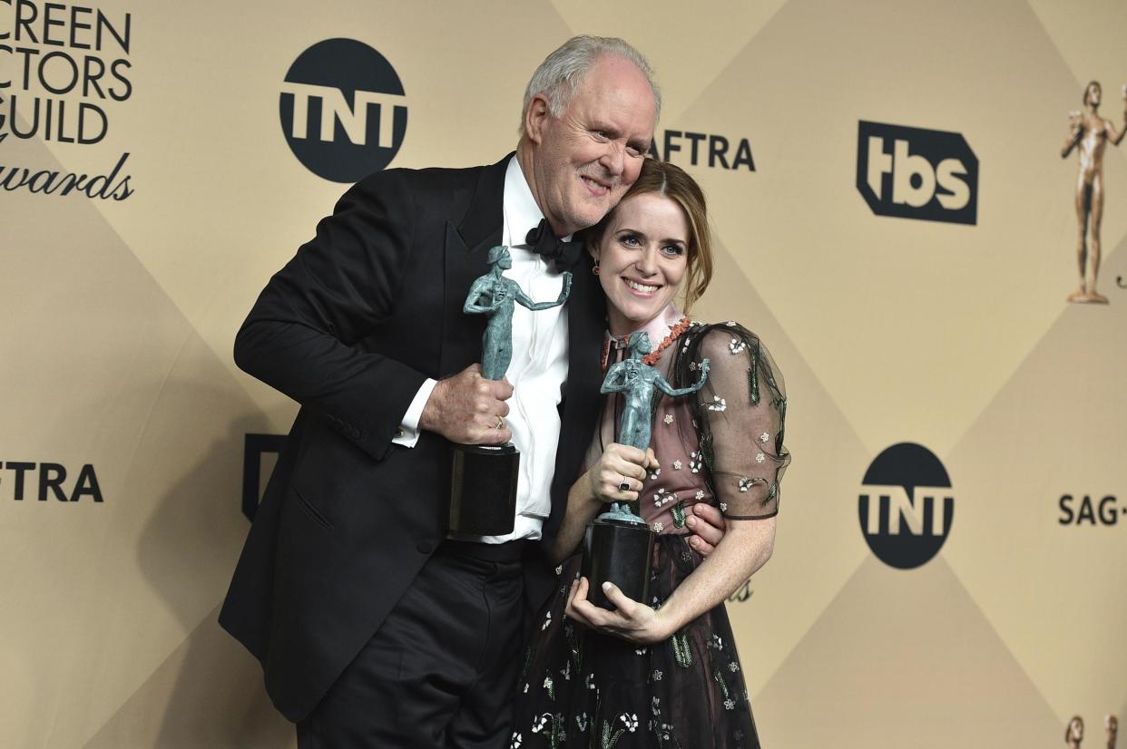 Winners: John Lithgow and Claire Foy both won awards for The Crown: Jordan Strauss/Invision/AP