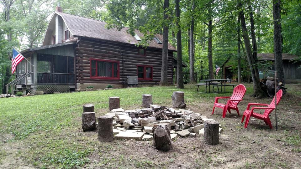 Barbara and Brian Jager's "Simple Blessings Cabin" sits on 16 acres between Bloomington and Nashville. The couple have been recognized as the most hospitable Airbnb hosts in Indiana.