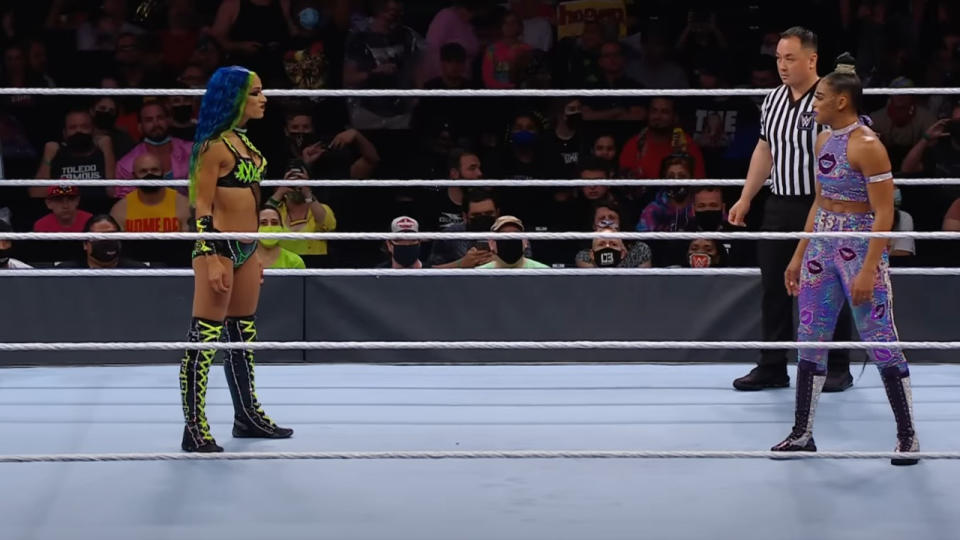 Sasha Banks and Bianca Belair at WrestleMania 37