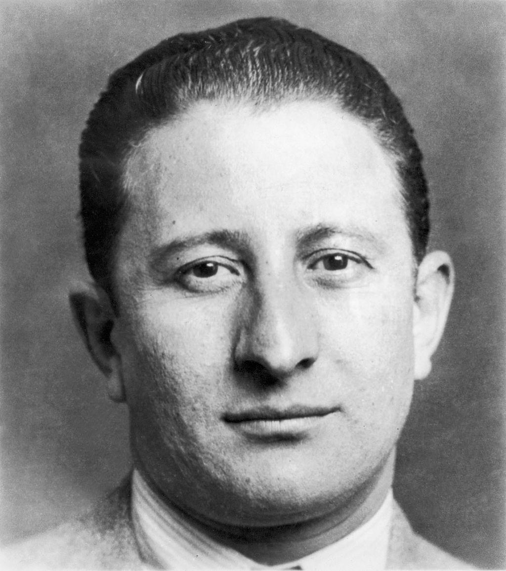 Mugshot of Carlo Gambino (August 24, 1902 - October 15, 1976) at 1930's, a mafioso who became boss of the Gambino crime family, that still bears his name today.