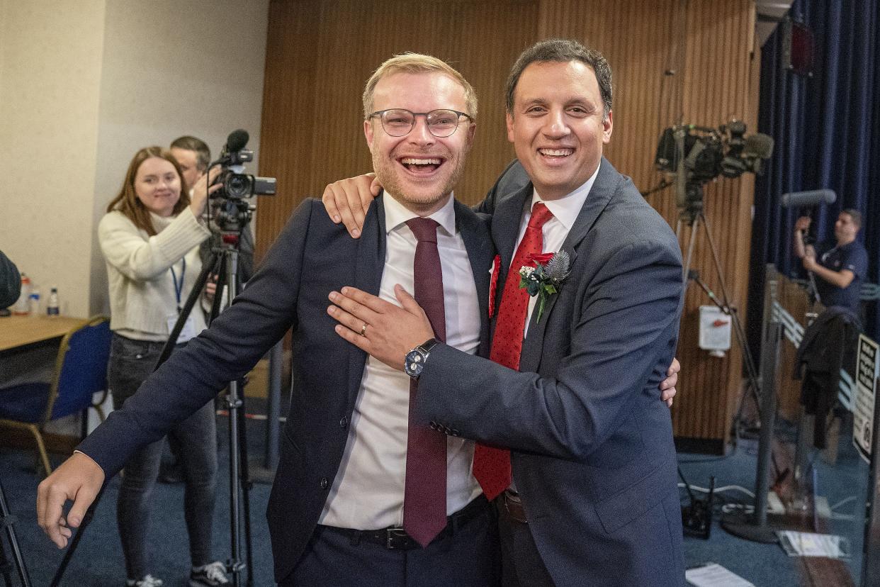 Scottish Labour leader Anas Sarwar (right) with the party’s Michael Shanks who won in Rutherglen (PA Wire)