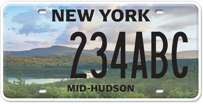 The Mid-Hudson license plate, showing a view of the Hudson River, is one of 10 regional license plates revealed in New York this year.