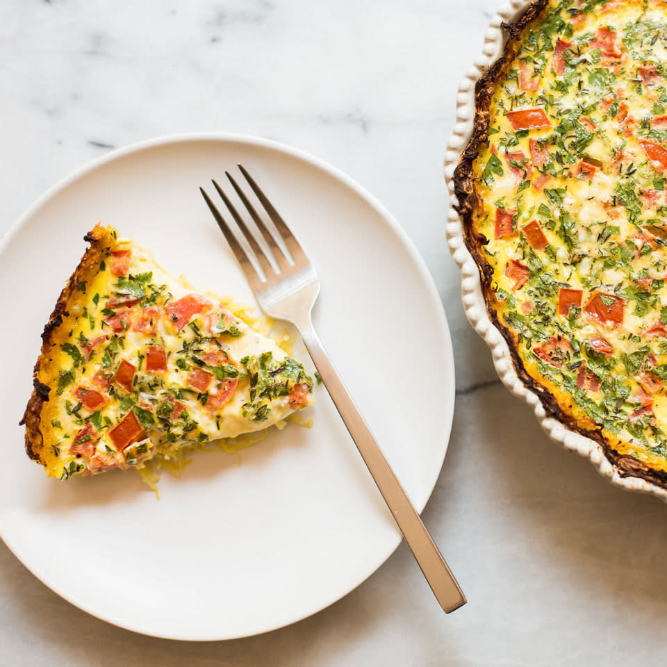 Tomato & Feta Quiche with Spaghetti Squash Crust