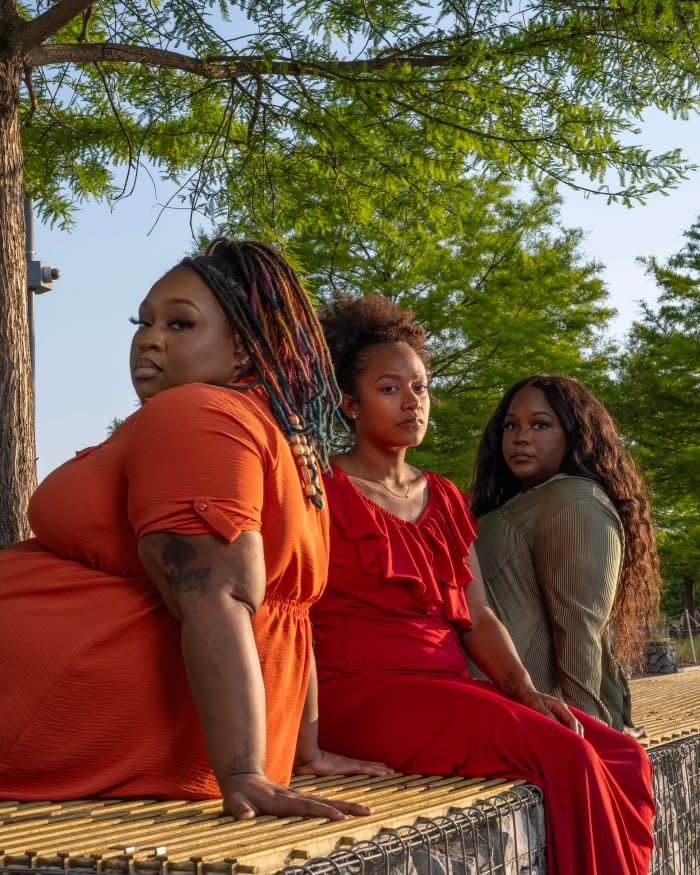 (From left) Miannica Frison, Rauslyn Adams and Crystina Hughes in Birmingham, Ala., on April 27.<span class="copyright">Nydia Blas for TIME</span>