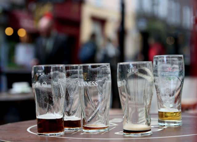 Glasses outside a bar (Brian Lawless/PA)