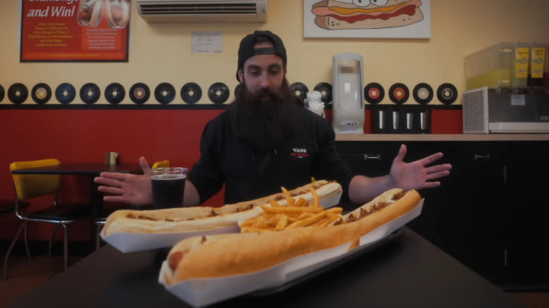 Moran with 4 feet of hotdog