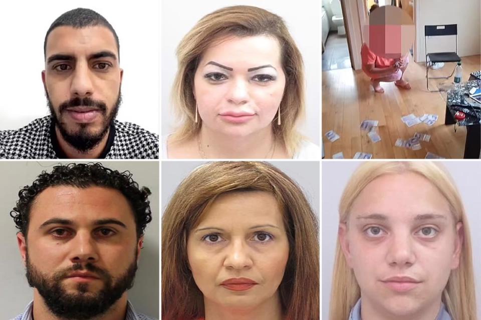 Guilty: (clockwise from top left) Stoyan Stoyanov, 27, Galina Nikolova, 38, Patritsia Paneva, 26, Tsvetka Todorova, 52, and Gyunesh Ali, 33 (Crown Prosecution Service)