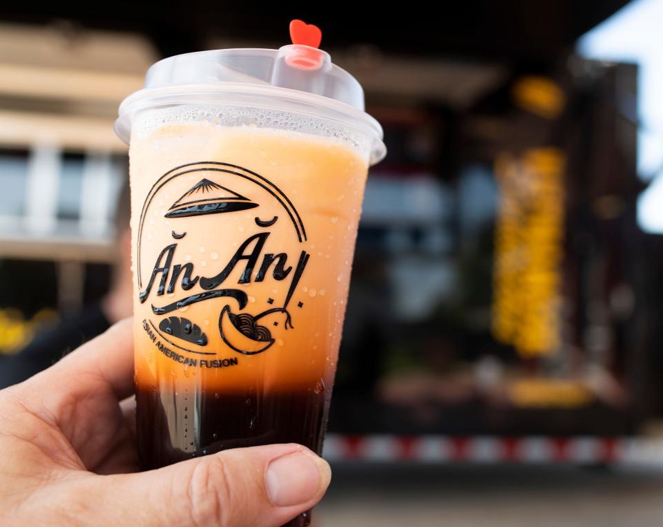 The new Ăn Ăn Asian American food truck brings Vietnamese food and drinks with an American twist like this tea to the Milton area.