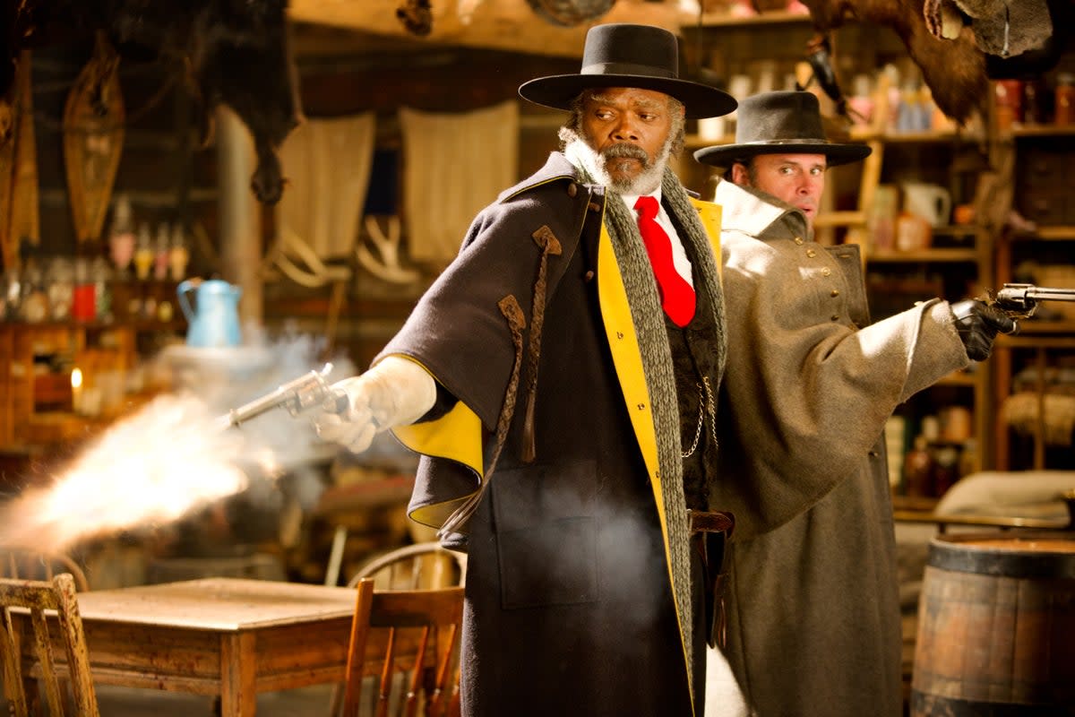 Samuel L Jackson and Goggins in ‘The Hateful Eight' (The Weinstein Company)