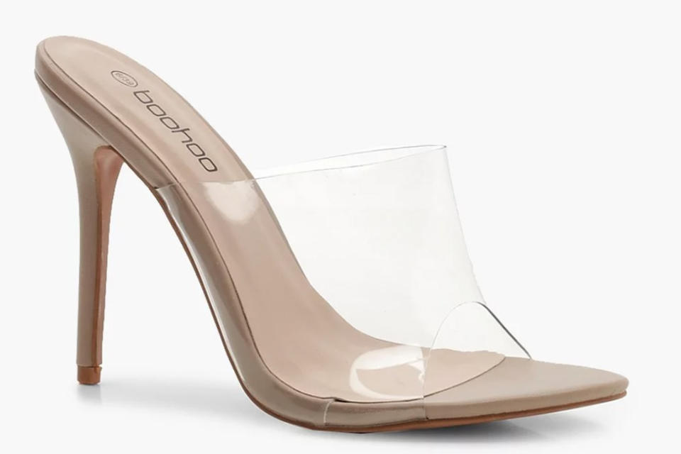 boohoo, mules, clear, pvc