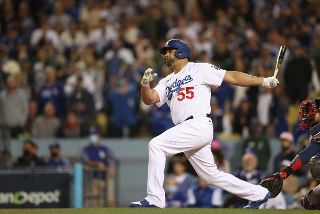 Albert Pujols already has the head pat celebration down 🤣🤣 . Listen in to  the rest of the game here on @am570lasports. #dodgers…