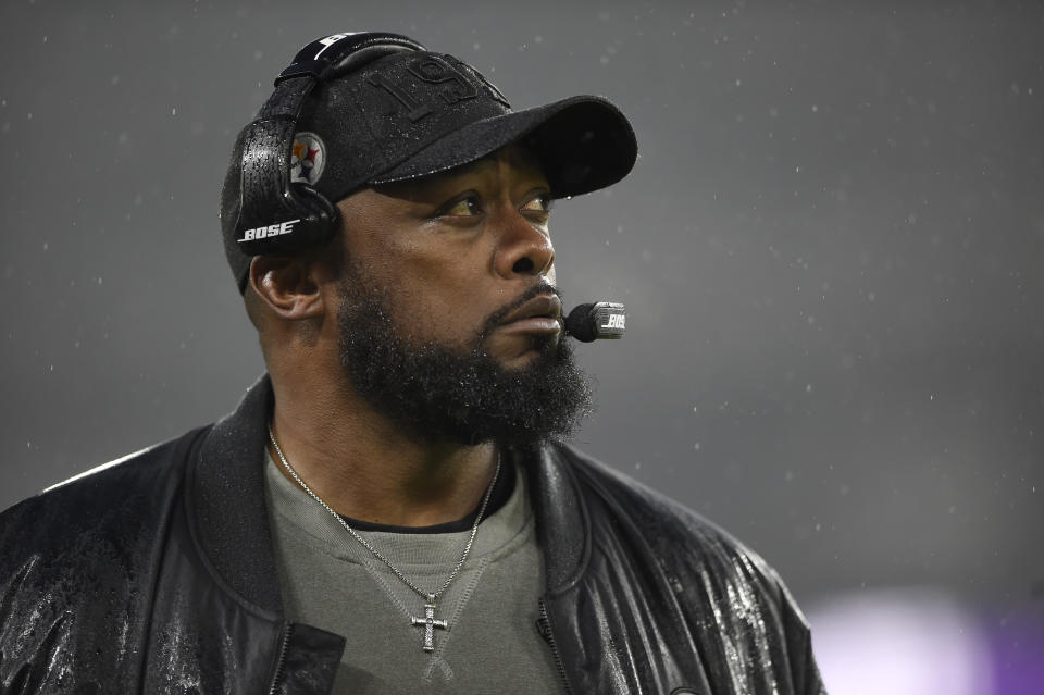 Mike Tomlin is working from home after contracting COVID-19. 