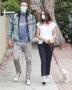 <p>Ben Affleck and Ana de Armas enjoy a stroll with her pup in Los Angeles on Friday. </p>