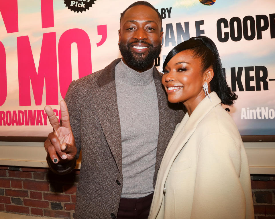 <p>Dwyane Wade and Gabrielle Union attend opening night of <i>Ain't No Mo</i> on Broadway — a show they helped produce — on Dec. 1. </p>