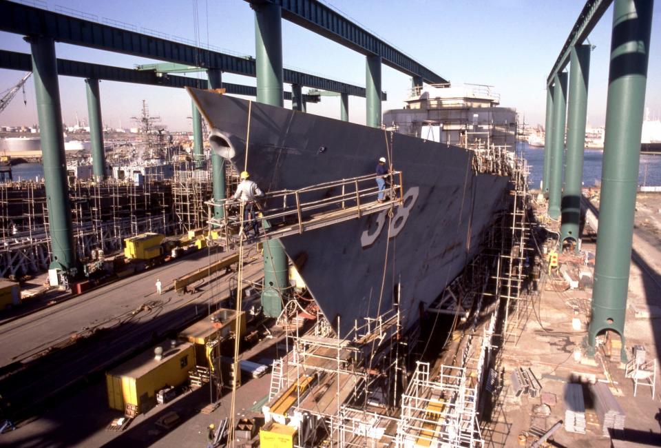 Navy guided-missile frigate USS Curts dry dock shipyard