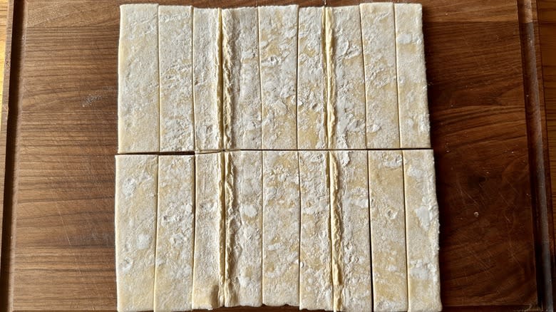 puff pastry sliced into 18 strips