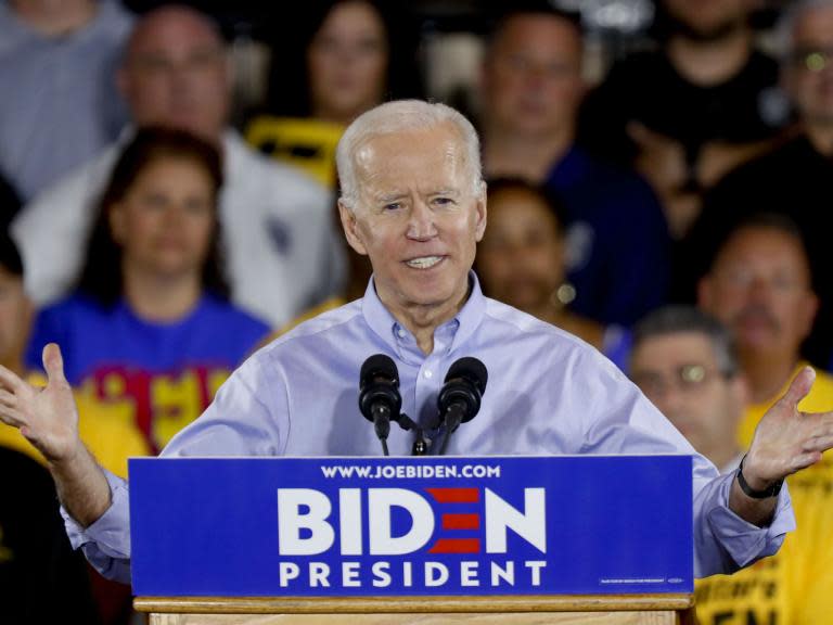 Joe Biden has pledged to take on America’s “broken political system" as he hit out at Donald Trump for "abusing the power of office" during his first major campaign speech.Speaking in Pittsburgh, the former vice president said that Mr Trump was more interested in his own hardline supporter base than the rest of America. “With too many people left out or left behind... We’re tearing America apart rather than lifting it up,” he told the crowd, who chanted “we want Joe”.The country was suffering from a “broken political system that’s deliberately being undermined by our president to continue to abuse the power of the office,” Mr Biden added.The choice of Pennsylvania was significant, with Mr Biden acknowledging how crucial the state is to Democrat chances of taking back the White House. “If I’m going to beat Donald Trump in 2020, it’s going to happen here,” he said, adding that the party has “had a little bit of trouble” in the state in 2016. Hillary Clinton lost Pennsylvania to Mr Trump, a key win on the path to the Oval Office.Mr Biden, the current Democrat frontrunner, made clear that he was ready to go toe-to-toe with Mr Trump. He invoked the deadly synagogue attack in Pittsburgh last year and another last week in California to say that there is now a “battle for America’s soul”.That echoed a refrain that Mr Biden has used repeatedly over the last couple of years, having made oblique references to Trump. His rally speech also included many of the key themes that the former vice president has used on the stump over that time, such as the economy and the middle classes.“The middle class is hurting. It’s hurting now,” Mr Biden said. “The stock market is roaring, but you don’t feel it. There was a $2 trillion tax cut last year. Did you feel it? Did you get anything from it?”Mr Trump believes that the economy is one of his strong points, and it is true that unemployment is down. However, that trend had started during predecessor Barack Obama’s time in office.> I’ll never get the support of Dues Crazy union leadership, those people who rip-off their membership with ridiculously high dues, medical and other expenses while being paid a fortune. But the members love Trump. They look at our record economy, tax & reg cuts, military etc. WIN!> > — Donald J. Trump (@realDonaldTrump) > > April 29, 2019Mr Trump will not give up on Pennsylvania without a fight and was quick to tweet about Pittsburgh’s jobless rate hitting a low point not seen since the 1970s. He also used his mocking “sleepy Joe” moniker to criticise Mr Biden’s work during the Obama presidency.“The Media (Fake News) is pushing Sleepy Joe hard. Funny, I’m only here because of Biden & Obama. They didn’t do the job and now you have Trump, who is getting it done - big time!”Mr Trump lashed out at Mr Biden targeting unions, whose support will be crucial for Mr Biden in a crowded Democratic primary before he even gets to face Trump. With Mr Biden receiving an endorsement from the International Association of Fire Fighters (IAFF), the first major labour union to throw its support behind a candidate in the 2020 race, Mr Trump tweeted he would “never” get support from union bosses but members “love Trump”.The president sees Mr Biden as a clear threat, having told aides of his concern of beating beaten by a man who has a history of gaining support from white, working class voters in states like Pennsylvania, Michigan and Wisconsin. Working class, high-school educated white voters are a key part of Mr Trump’s base and those states will be an important part of his re-election strategy.However, Mr Biden will have to concentrate on rivals like Bernie Sanders first. The Vermont senator sees Mr Biden as his main obstacle to the Democrat nomination and has issued a thinly veiled attack on the former vice president’s support for the North American Free-Trade Agreement (Nafta) with Canada and Mexico as he too targets gains in regions hit hard by manufacturing losses.