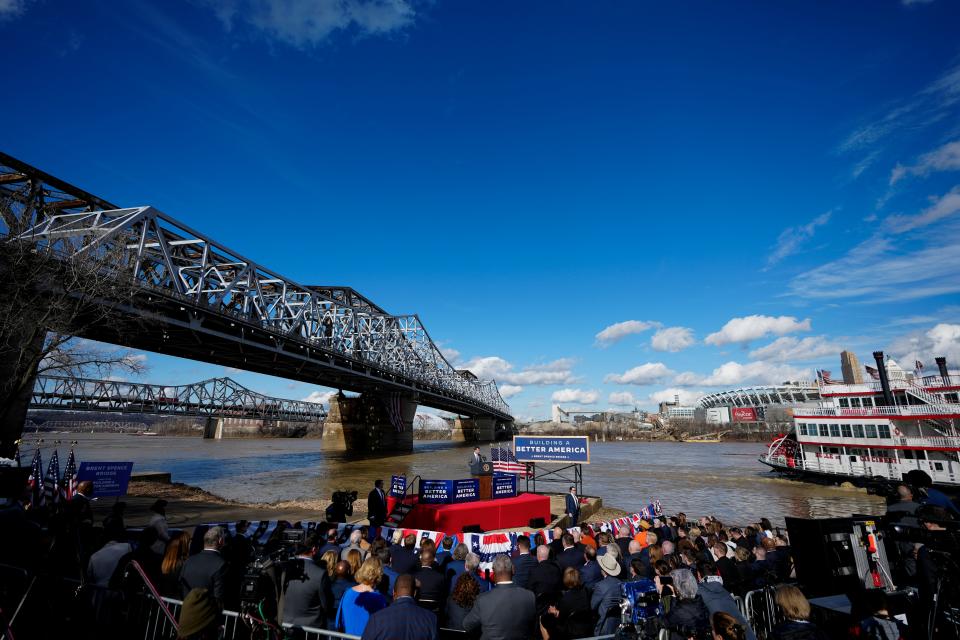 Kentucky Gov. Andy Beshear and President Joe Biden spoke earlier this year about the need for a $550 billion federal infrastructure law. Months later, a major chunk of funding for the Brent Spence Bridge Corridor Project was approved.