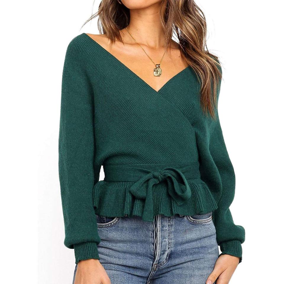 women's v-neck, green