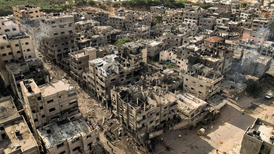 Buildings destroyed by Israeli air strikes in the Jabalia camp for Palestinian refugees in Gaza City. - Yahya Hassouna/AFP/Getty Images