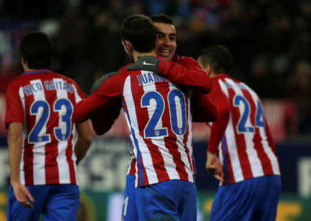 Football Soccer - Atletico Madrid v Eibar - Spanish King's Cup - Vicente Calderon stadium, Madrid, Spain - 19/01/17 - Atletico Madrid's Angel Correa celebrates after scoring a goal. REUTERS/Sergio Perez