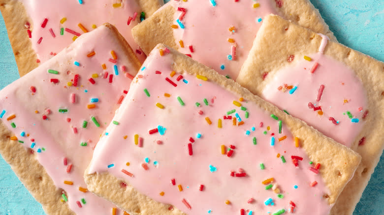 several pink frosted pop-tarts