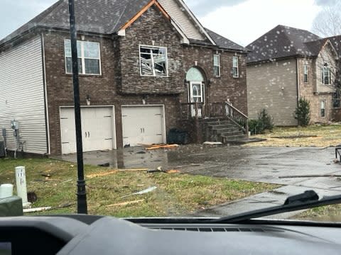 Storm damage at the Autumnwood Farms subdivision in Clarksville (Photo: WKRN)