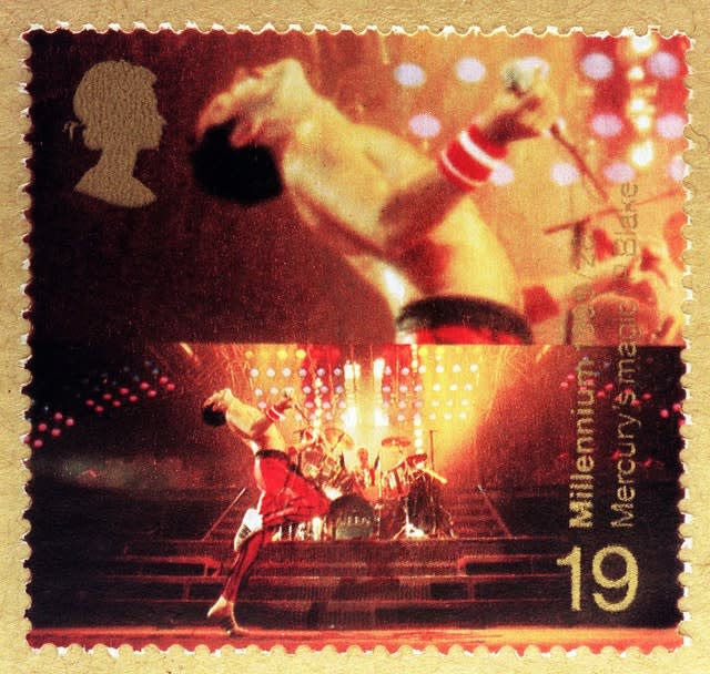 This stamp featuring Freddie Mercury and Roger Taylor 