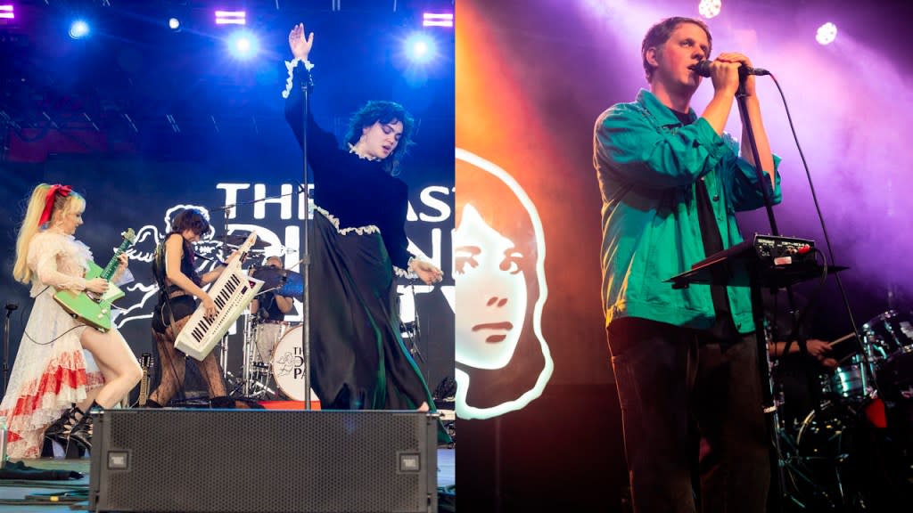 L-R: The Last Dinner Party (Credit: Emma McIntyre/Getty Images for Coachella), TV Girl (Credit: Credit: Andrew Benge/Redferns)