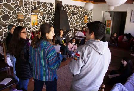 Young climate activists from Latin America are seen during a meeting and training ahead of forthcoming conference, COP25 in San Jose de Maipo, outskirts of Santiago