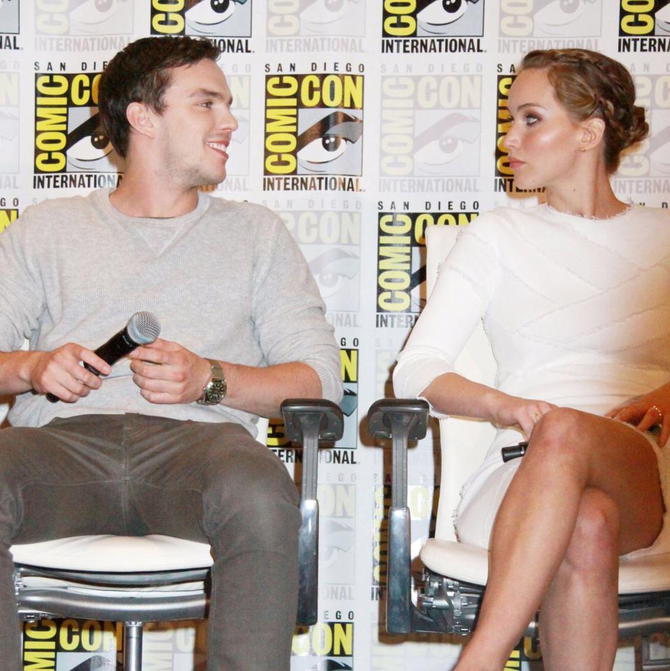 Hoult with his former girlfriend Jennifer Lawrence in 2013 - Credit: Rex