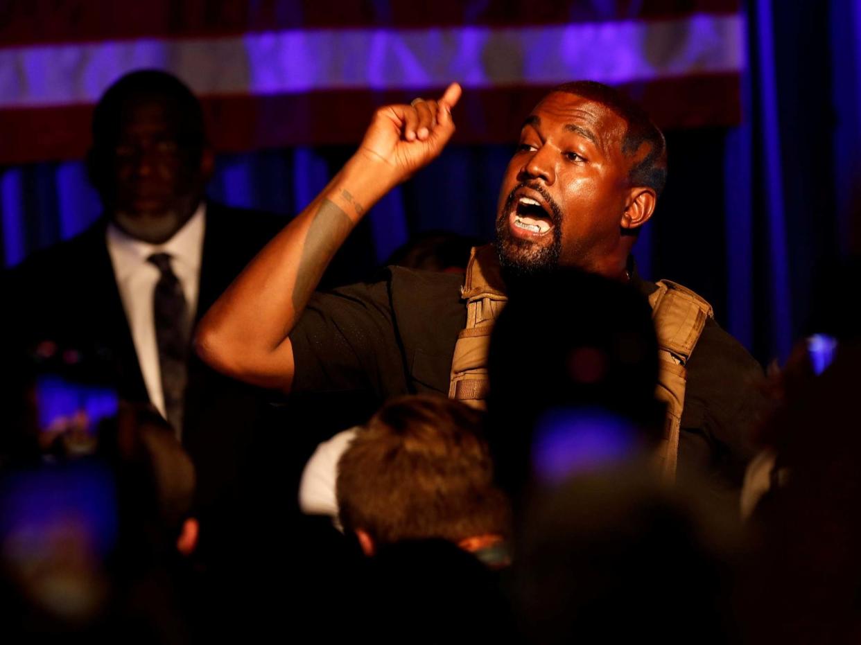 Kanye West in South Carolina at his first campaign rally: Reuters