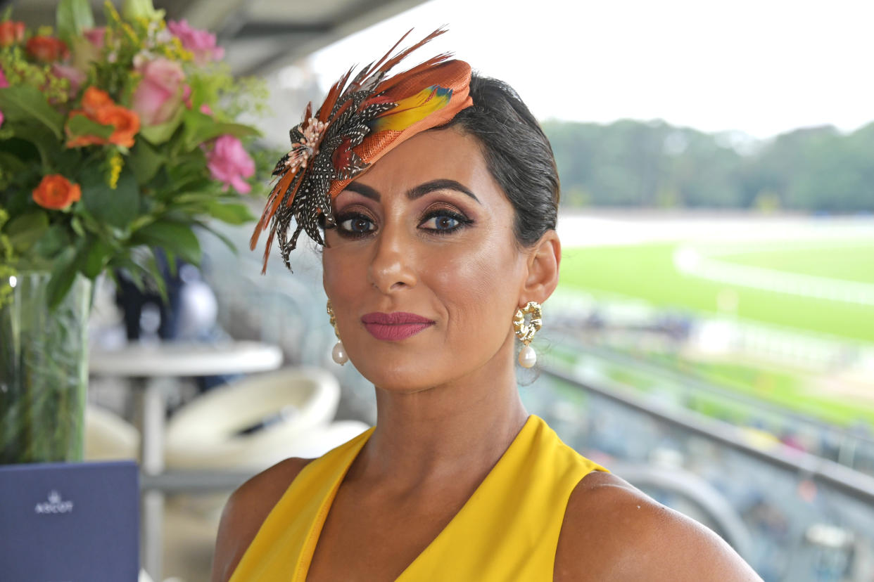 ASCOT, ENGLAND - JULY 27:   Saira Khan attends the King George Weekend at Ascot Racecourse on July 27, 2019 in Ascot, England.  (Photo by David M. Benett/Dave Benett/Getty Images for Ascot Racecourse)