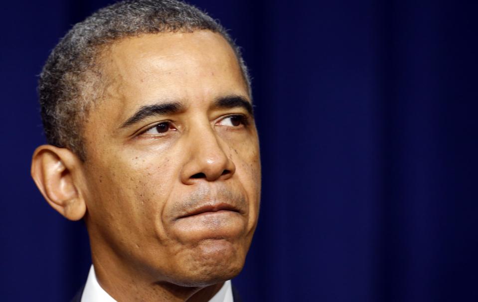 U.S. President Barack Obama speaks from the White House about the shootings at the U.S. Navy Yard in Washington September 16, 2013. Obama said the United States is facing "yet another mass shooting" with an armed attack at Washington's Navy Yard on Monday and vowed to hold accountable whoever was responsible. (REUTERS/Kevin Lamarque)