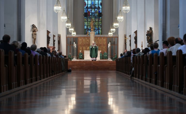 Cardinal Reinhard Marx speaks during a memorial service for the victims of the shooting spree in Munich on July 24, 2016 at the "Dom zu Unserer Lieben Frau" Frauenkirche church in Munich, southern Germany