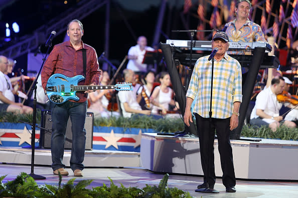 WASHINGTON, DC – MAY 28: Jeffrey Foskett (L) and Bruce Johnston of The Beach Boys perform during the 27th National Memorial Day Concert Rehearsals on May 28, 2016 in Washington, DC. (Photo by Paul Morigi/Getty Images for Capitol Concerts)