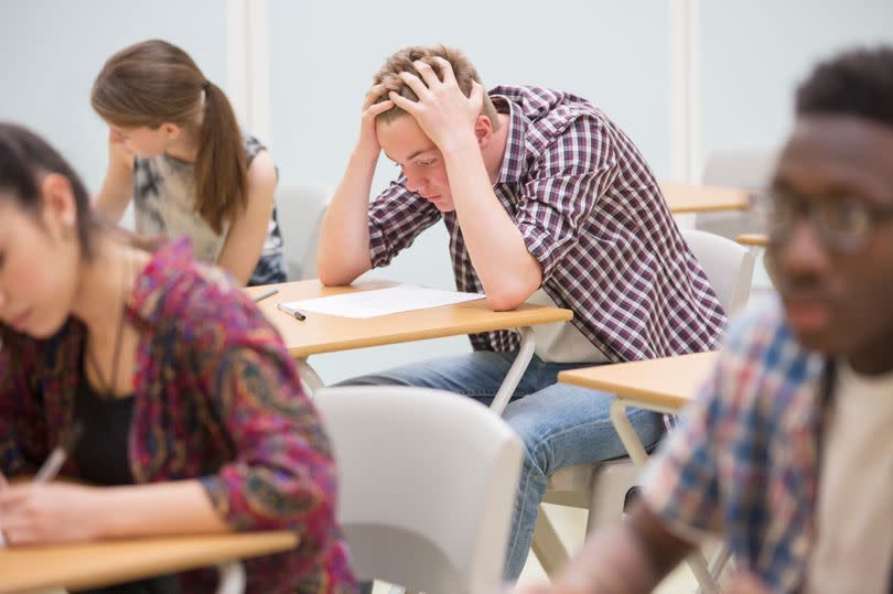 gcse pupils sitting maths exam