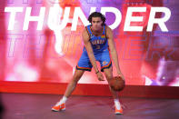 Oklahoma City Thunder guard Josh Giddey (3) is photographed during an NBA basketball media day Monday, Sept. 26, 2022, in Oklahoma City. (AP Photo/Sue Ogrocki)