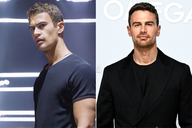 <p>Everett Collection; Getty Images</p> Theo James in 'Divergent'