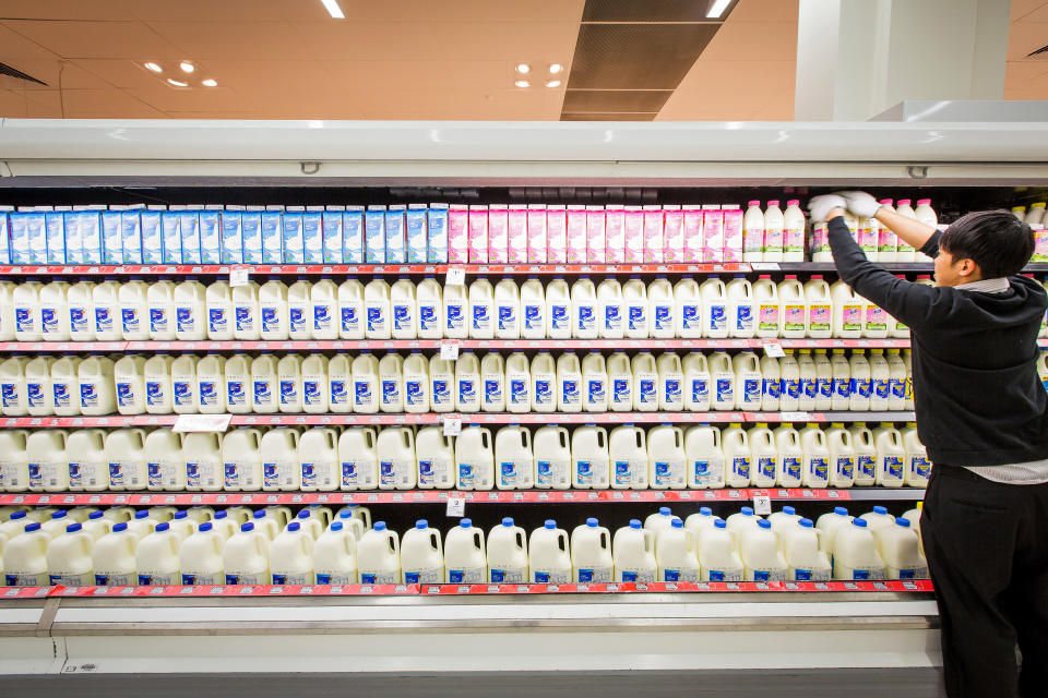 A supermarket milk display. Source: Getty (File)