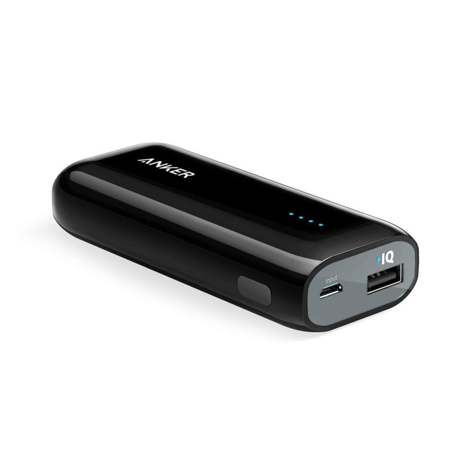 A portable power bank is the travel essential you didn't know you needed. Whether your phone battery just isn't up to the task of a 7-hour flight, or you want the peace of mind of having a backup for your phone when on the road, this portable charger can supply about two full charges to a smart phone, only taking up about the same size as a candy bar. <strong><a href="https://amzn.to/2JMepwM" target="_blank" rel="noopener noreferrer">Get it on Amazon right now for $17, where it's 25% off in black</a></strong>. Other shades are 20% off right now, too.&nbsp;