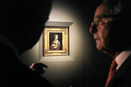 Leonardo da Vinci "Lady with an Ermine" painting is presented at an exhibition in Wawel Royal Castle in Krakow, Poland May 11, 2012. Picture taken on May 11, 2012. Agencja Gazeta/Michal Lepecki/via REUTERS